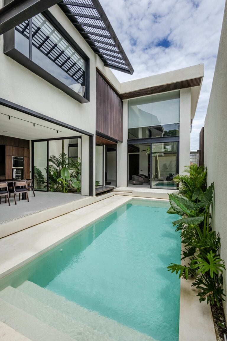 Modern house with pool and large windows