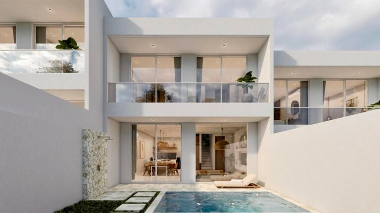 Modern house with pool and large windows