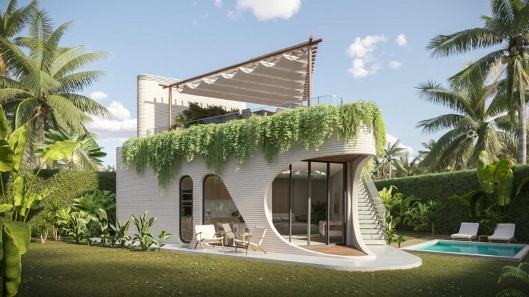 Modern house with rooftop terrace and garden