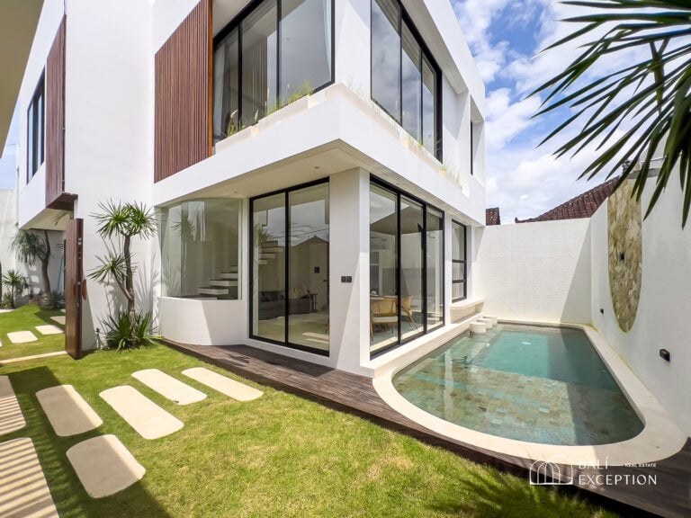 Modern villa with pool and glass windows