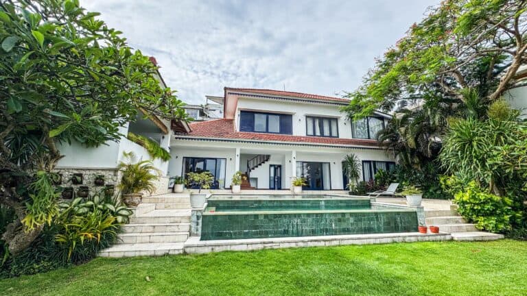 Modern house with garden and large windows