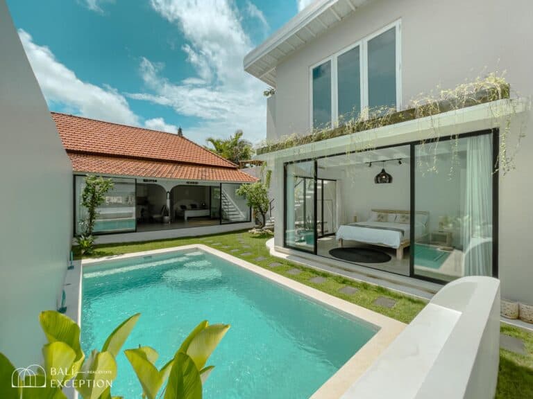 Modern villa with pool and lush garden