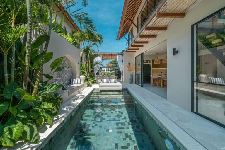 Tropical villa with pool and lush garden