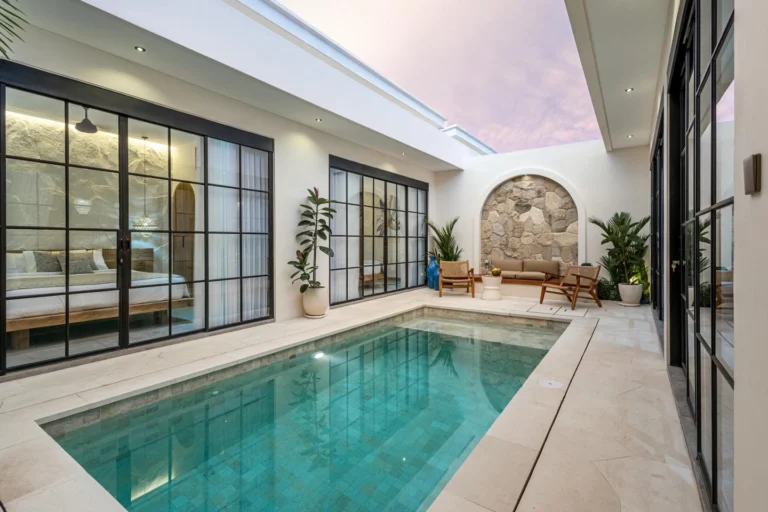 Luxury indoor pool with modern decor