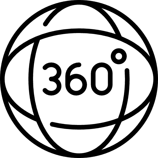 360-degree view icon with globe design