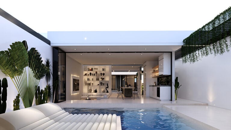 Modern villa with pool and open living space